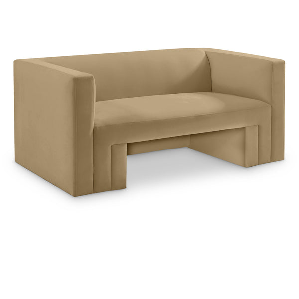 Meridian Henson Camel Velvet Loveseat IMAGE 1