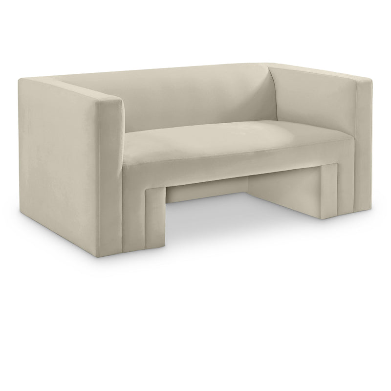 Meridian Henson Cream Velvet Loveseat IMAGE 1