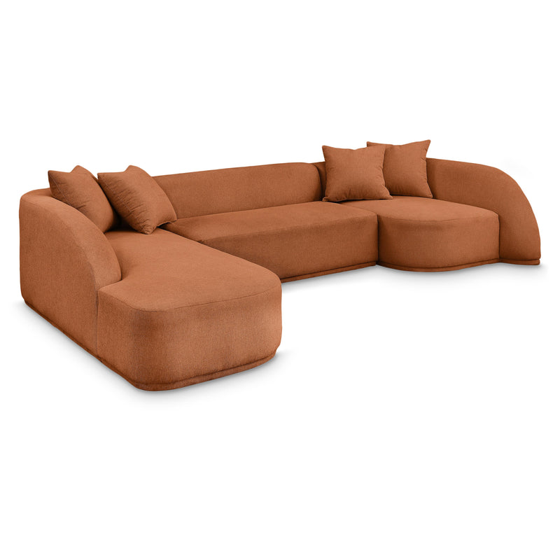 Meridian Rita Cognac Polyester Fabric 3pc. Sectional (3 Boxes) IMAGE 1