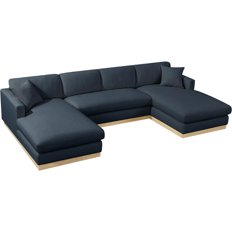 Meridian Johanna Navy Linen Textured Fabric 3pc. Sectional (3 Boxes) IMAGE 7