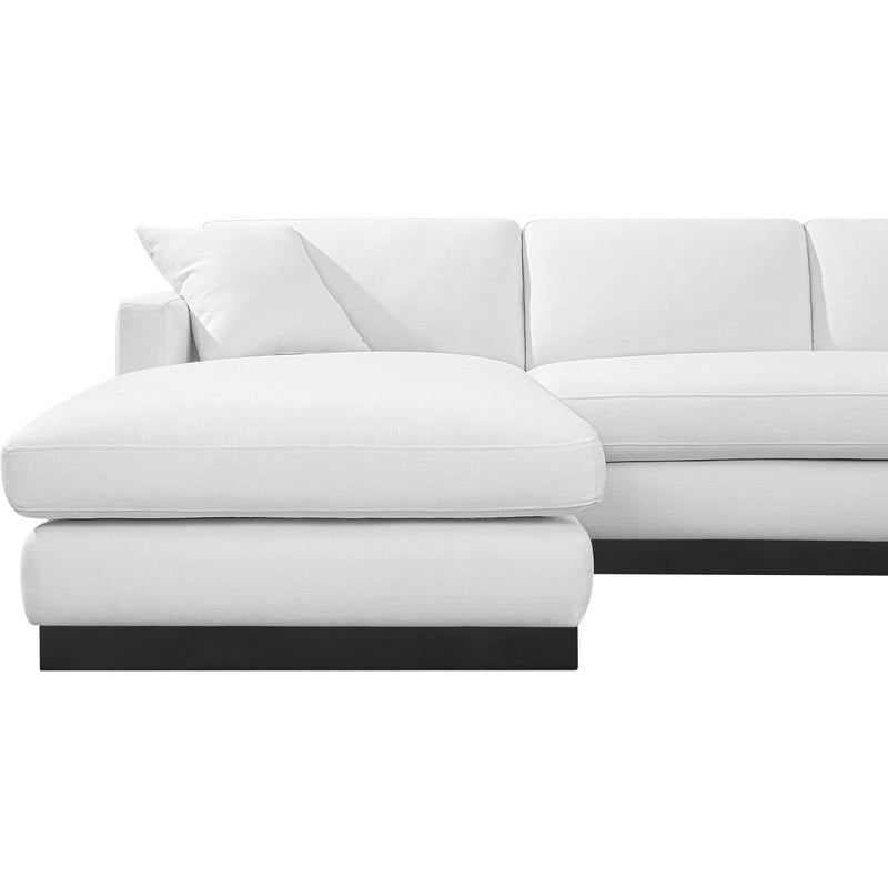 Meridian Johanna White Linen Textured Fabric 3pc. Sectional (3 Boxes) IMAGE 14