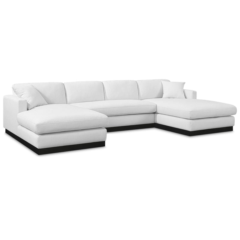 Meridian Johanna White Linen Textured Fabric 3pc. Sectional (3 Boxes) IMAGE 1