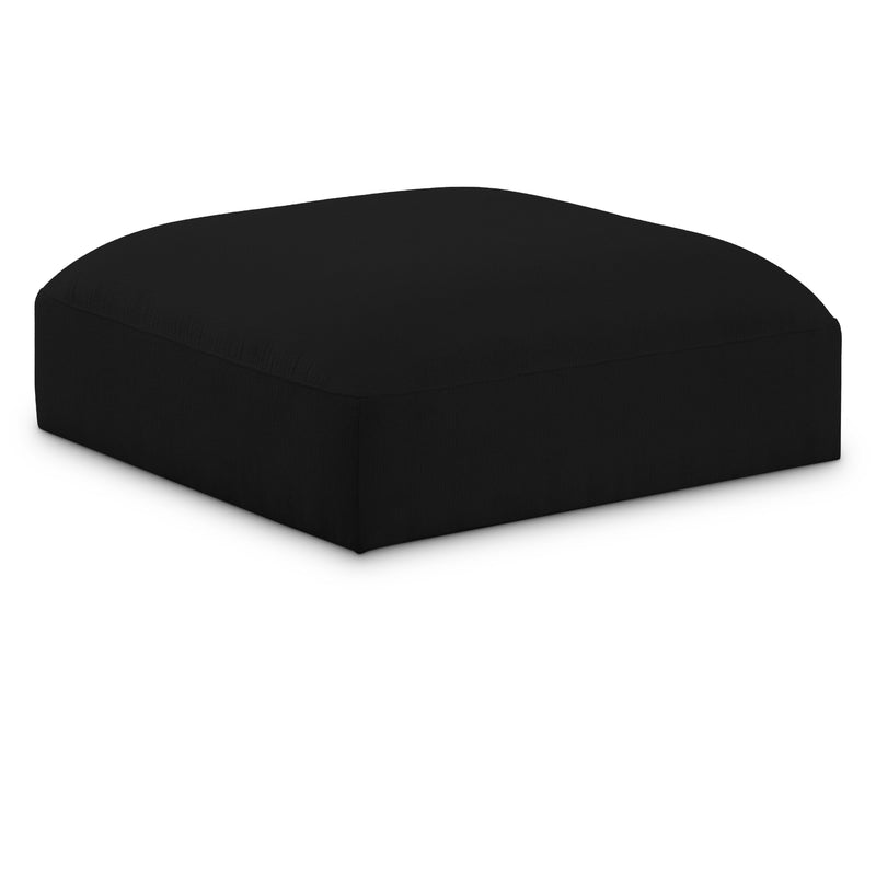 Meridian Ease Black Polyester Fabric Ottoman IMAGE 1