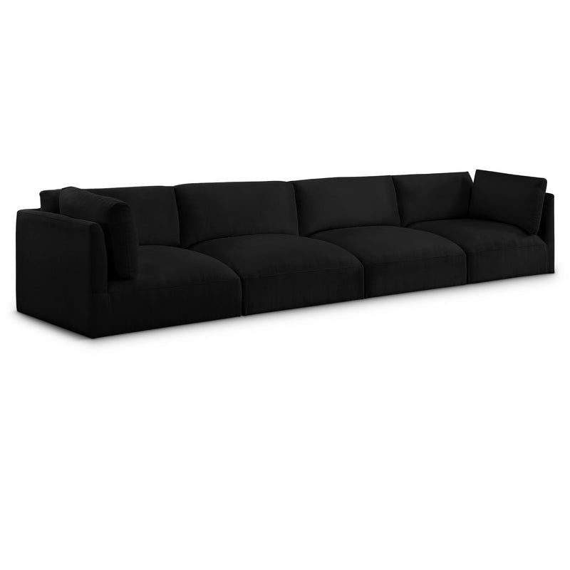 Meridian Ease Black Polyester Fabric Modular Sofa IMAGE 1