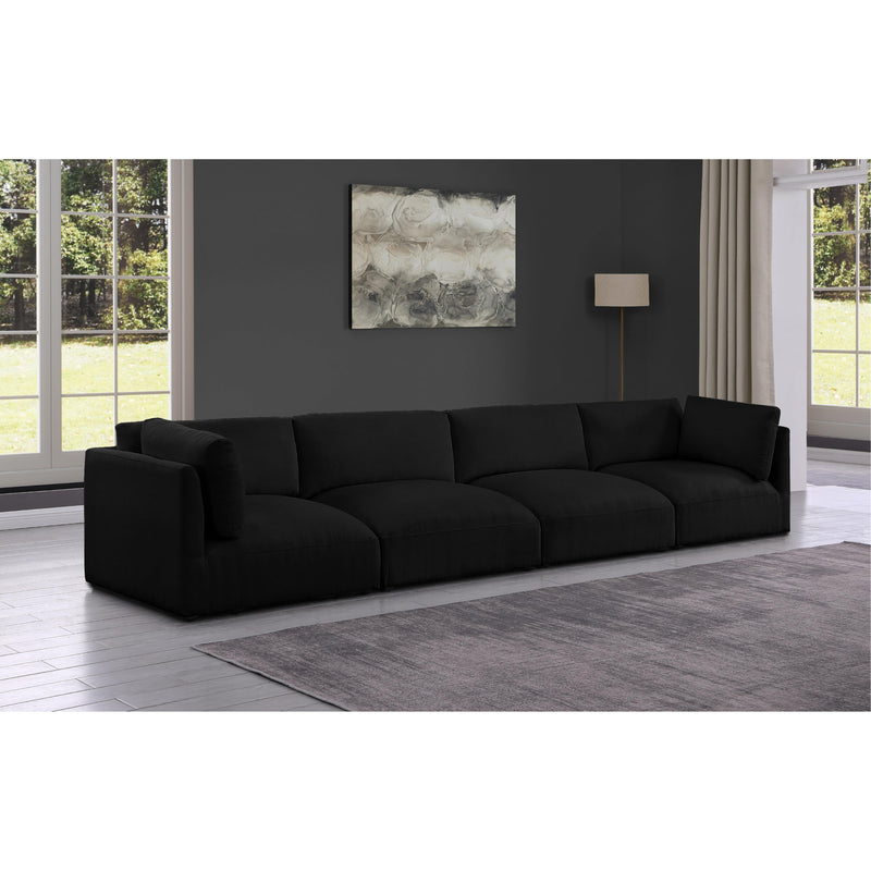 Meridian Ease Black Polyester Fabric Modular Sofa IMAGE 2