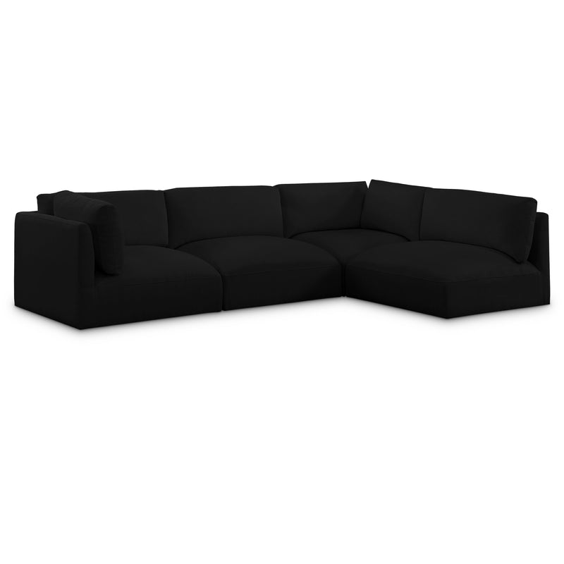 Meridian Ease Black Polyester Fabric Modular Sectional IMAGE 1