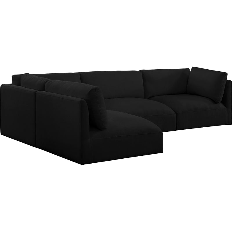 Meridian Ease Black Polyester Fabric Modular Sectional IMAGE 2