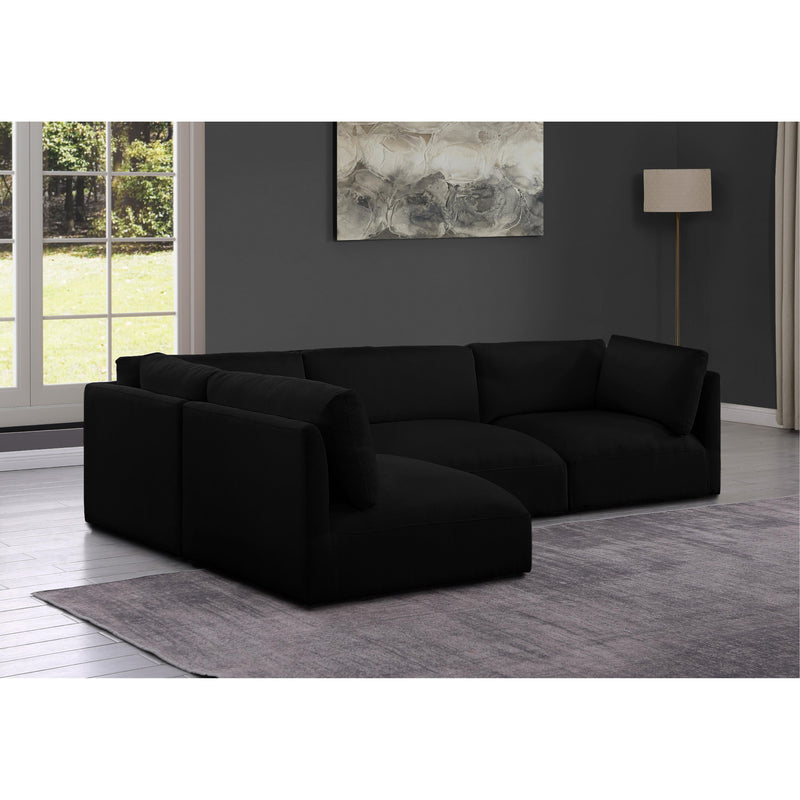 Meridian Ease Black Polyester Fabric Modular Sectional IMAGE 4