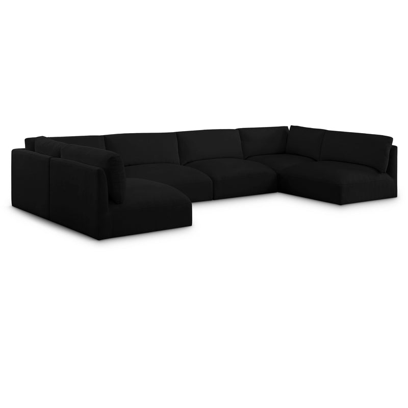 Meridian Ease Black Polyester Fabric Modular Sectional IMAGE 1