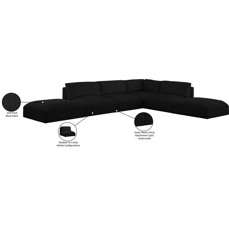 Meridian Ease Black Polyester Fabric Modular Sectional IMAGE 9