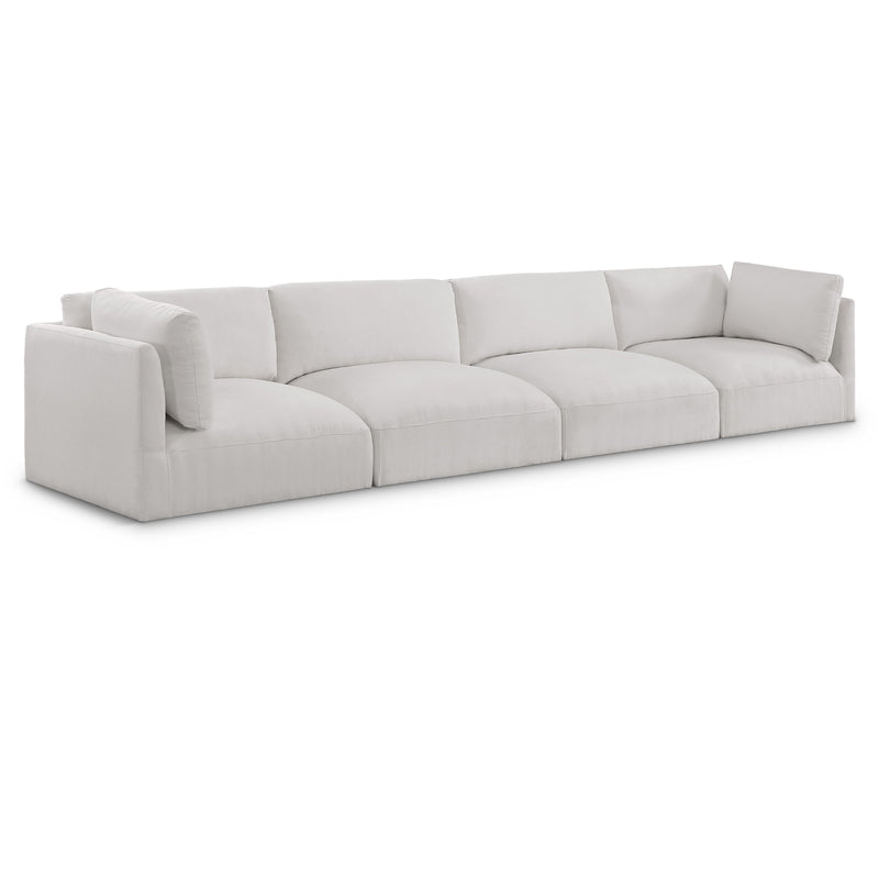 Meridian Ease Cream Polyester Fabric Modular Sofa IMAGE 1