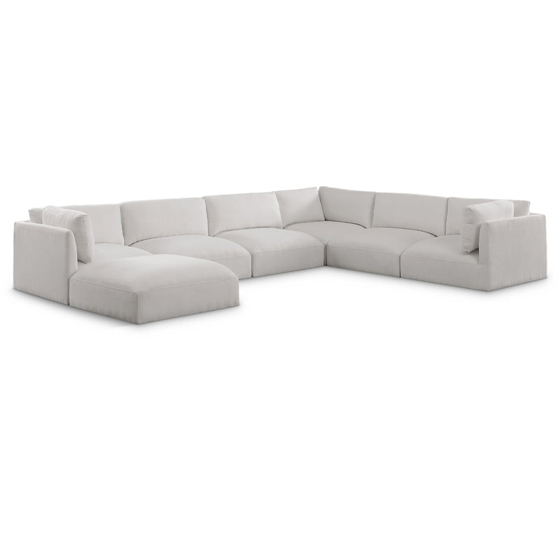 Meridian Ease Cream Polyester Fabric Modular Sectional IMAGE 1