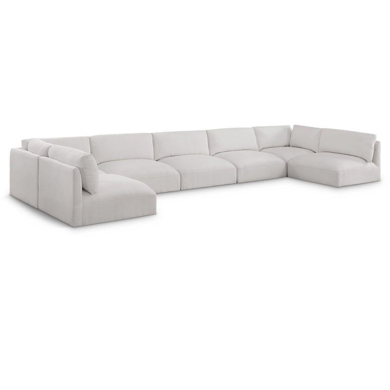 Meridian Ease Cream Polyester Fabric Modular Sectional IMAGE 1