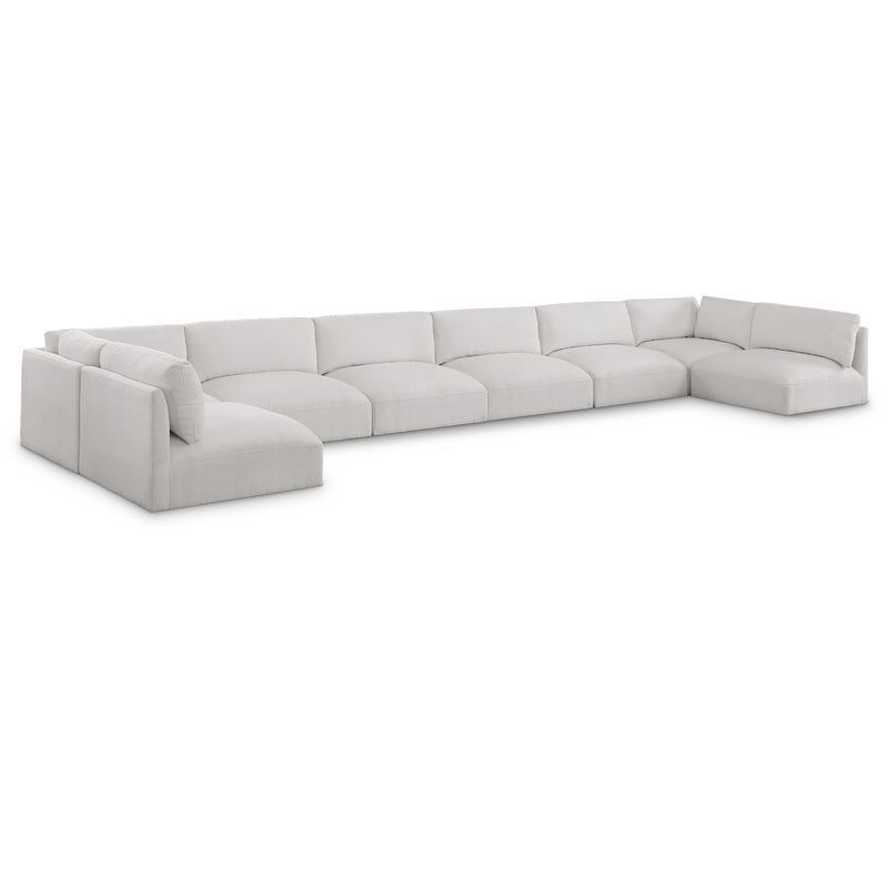 Meridian Ease Cream Polyester Fabric Modular Sectional IMAGE 1