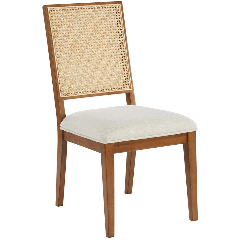 Meridian Butterfly Cream Linen Textured Fabric Dining Chair IMAGE 3