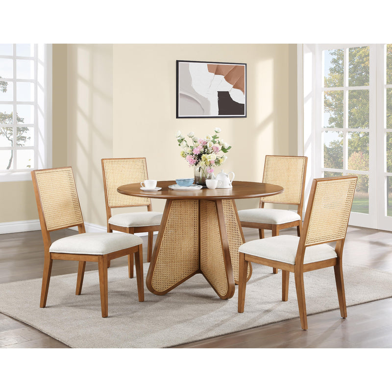 Meridian Butterfly Cream Linen Textured Fabric Dining Chair IMAGE 8