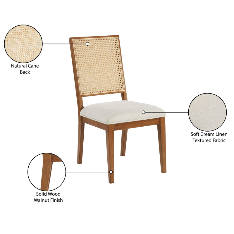 Meridian Butterfly Cream Linen Textured Fabric Dining Chair IMAGE 9