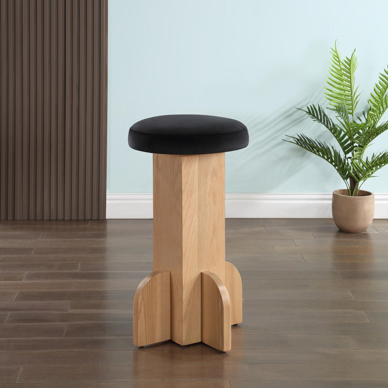 Meridian Wyatt Black Velvet Stool IMAGE 2