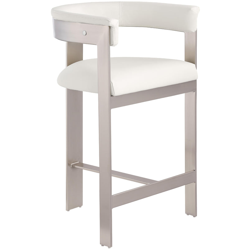 Meridian Romeo Cream Vegan Leather Counter Stool IMAGE 4