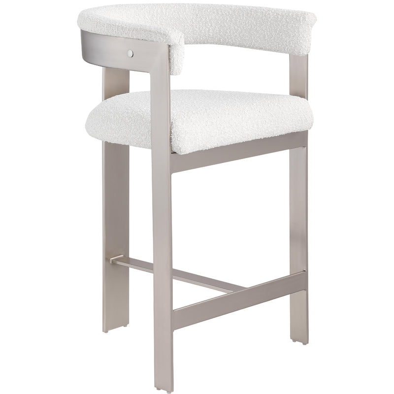 Meridian Romeo Cream Boucle Fabric Counter Stool IMAGE 4