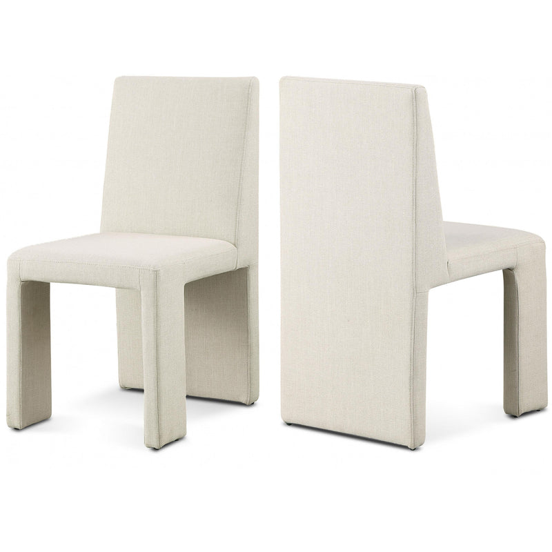 Meridian Benson Beige Linen Textured Fabric Dining Chair IMAGE 1