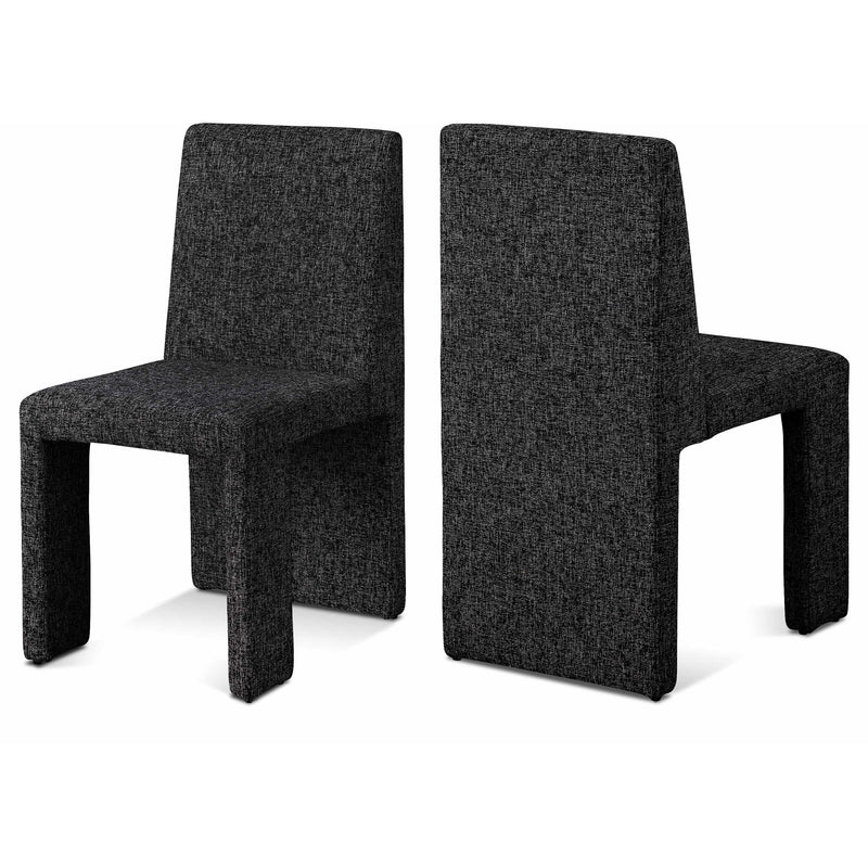 Meridian Benson Black Linen Textured Fabric Dining Chair IMAGE 1