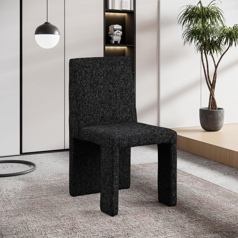 Meridian Benson Black Linen Textured Fabric Dining Chair IMAGE 8