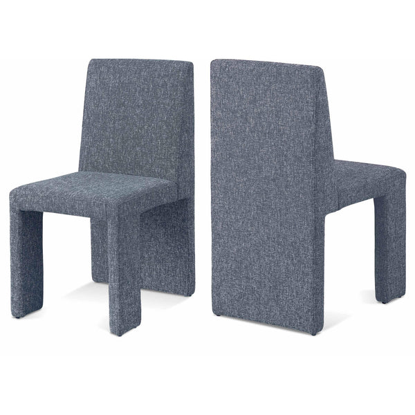 Meridian Benson Blue Linen Textured Fabric Dining Chair IMAGE 1