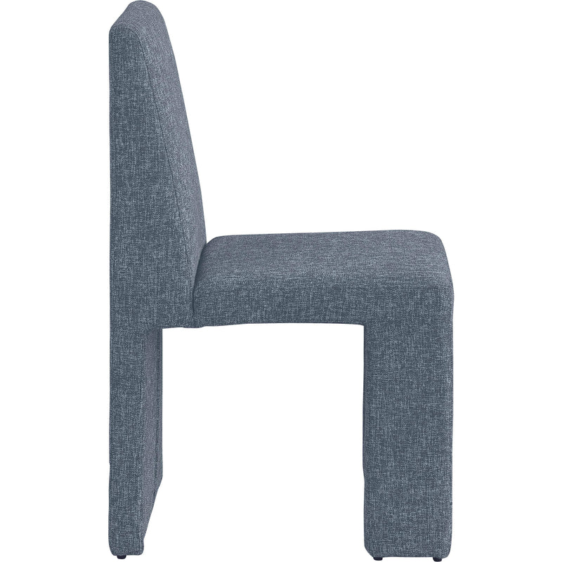 Meridian Benson Blue Linen Textured Fabric Dining Chair IMAGE 5