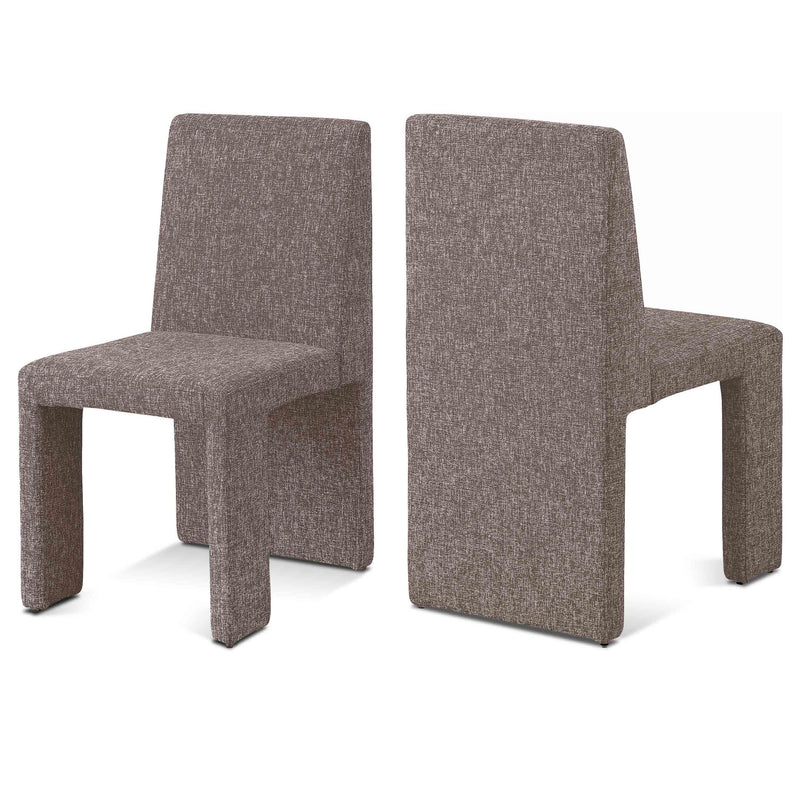 Meridian Benson Brown Linen Textured Fabric Dining Chair IMAGE 1