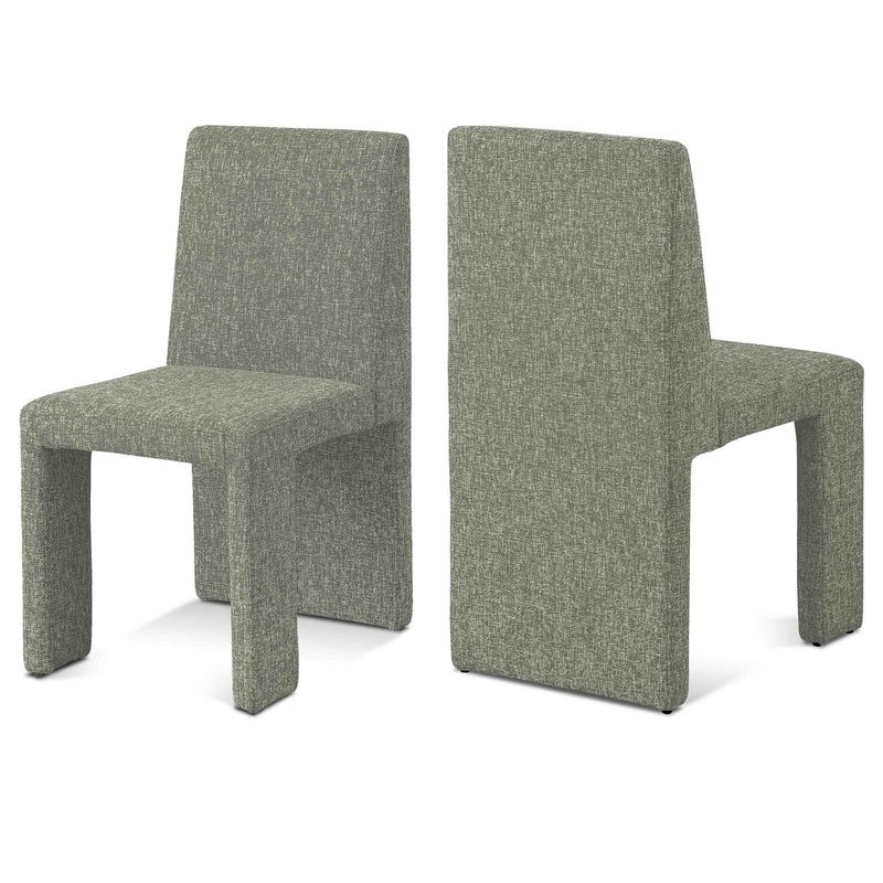 Meridian Benson Green Linen Textured Fabric Dining Chair IMAGE 1