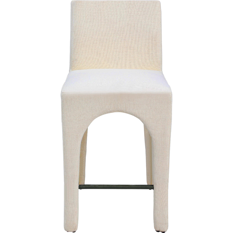 Meridian Gramercy Beige Linen Textured Fabric Stool IMAGE 4