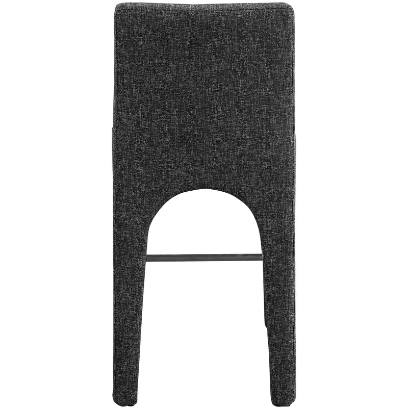 Meridian Gramercy Black Linen Textured Fabric Stool IMAGE 2