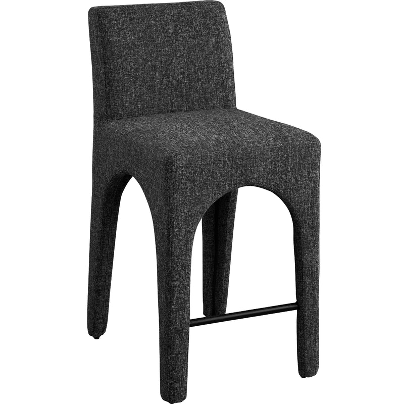 Meridian Gramercy Black Linen Textured Fabric Stool IMAGE 3