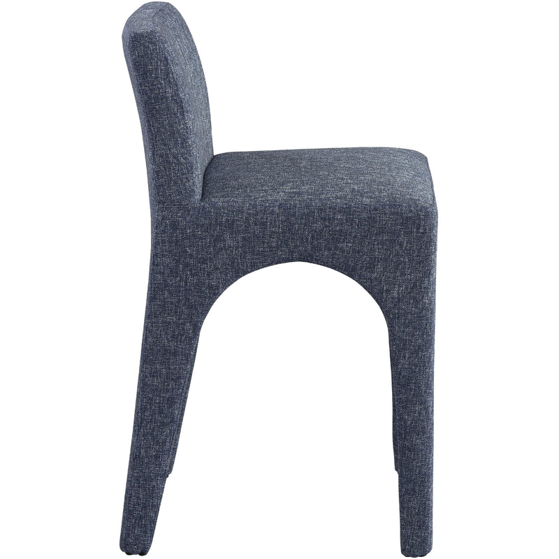 Meridian Gramercy Blue Linen Textured Fabric Stool IMAGE 5