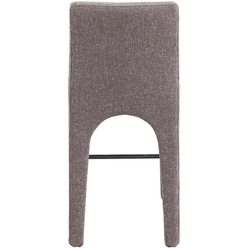 Meridian Gramercy Brown Linen Textured Fabric Stool IMAGE 2