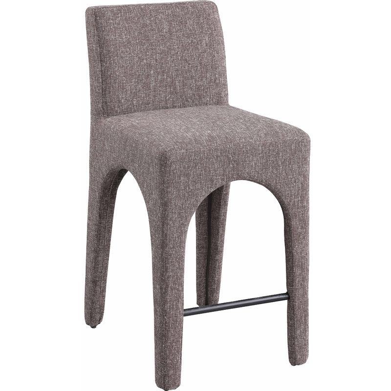 Meridian Gramercy Brown Linen Textured Fabric Stool IMAGE 3