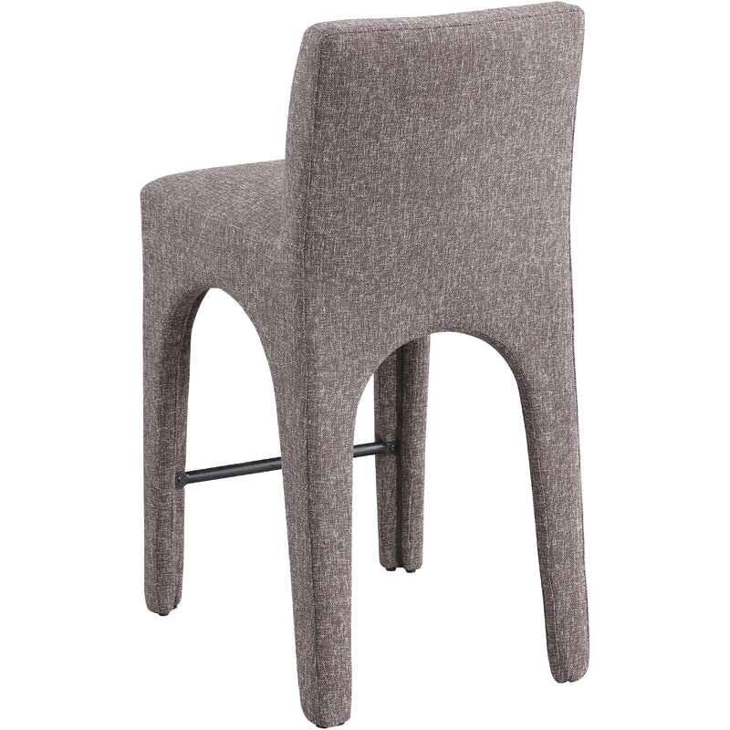 Meridian Gramercy Brown Linen Textured Fabric Stool IMAGE 6