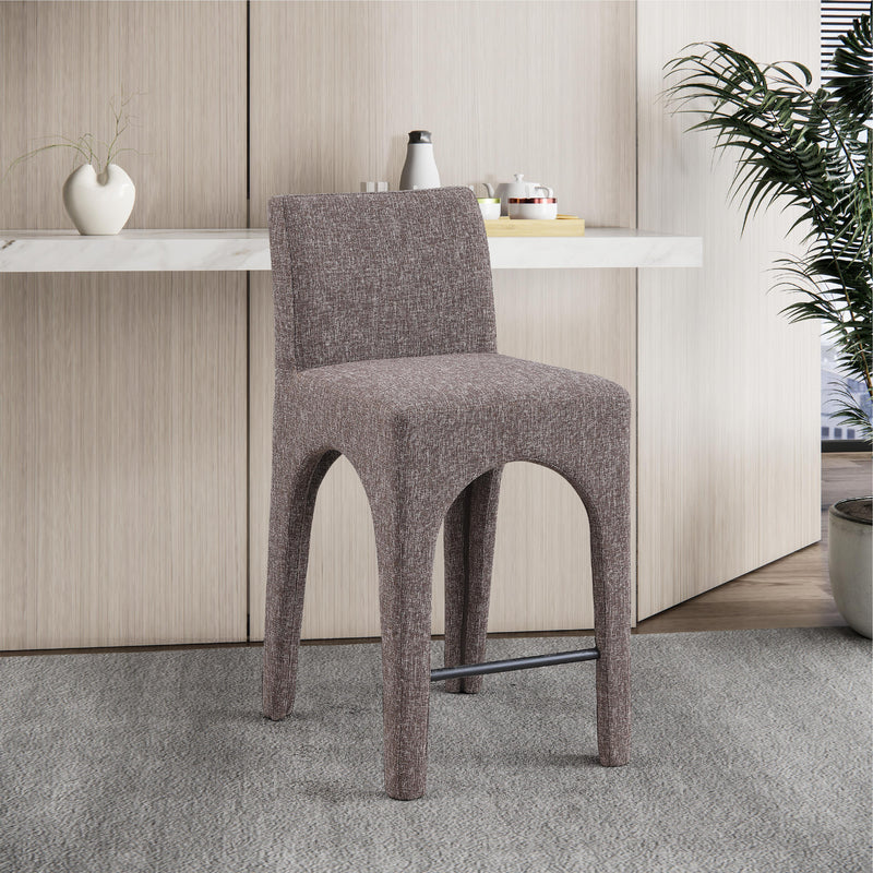 Meridian Gramercy Brown Linen Textured Fabric Stool IMAGE 9