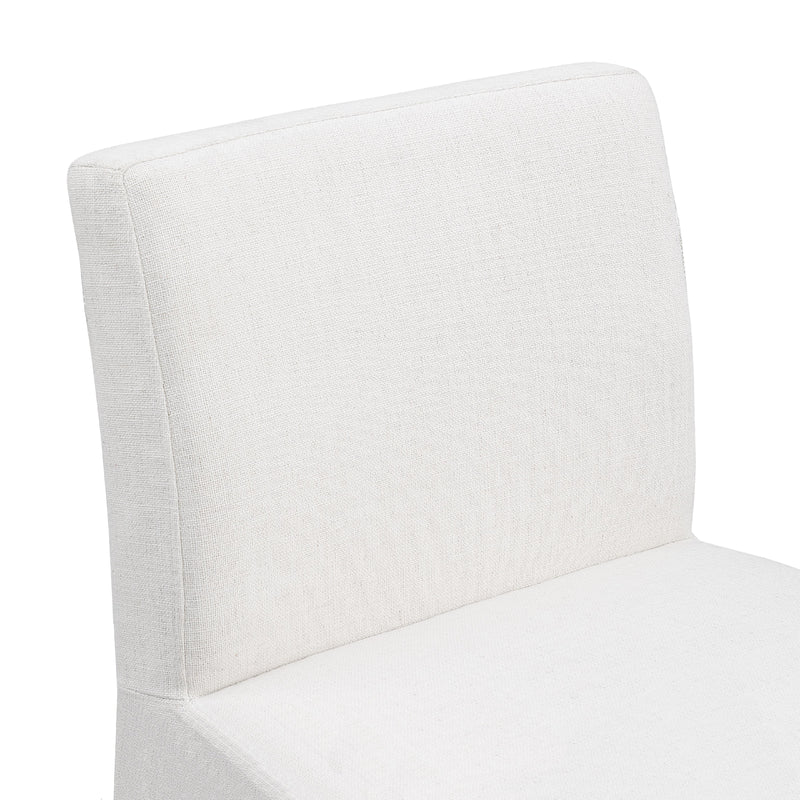 Meridian Gramercy Cream Linen Textured Fabric Stool IMAGE 7