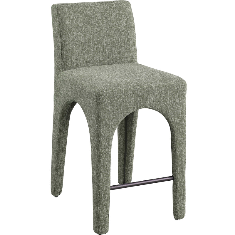 Meridian Gramercy Green Linen Textured Fabric Stool IMAGE 3