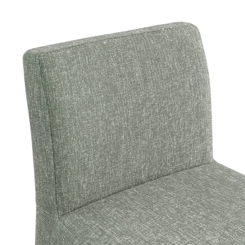 Meridian Gramercy Green Linen Textured Fabric Stool IMAGE 7