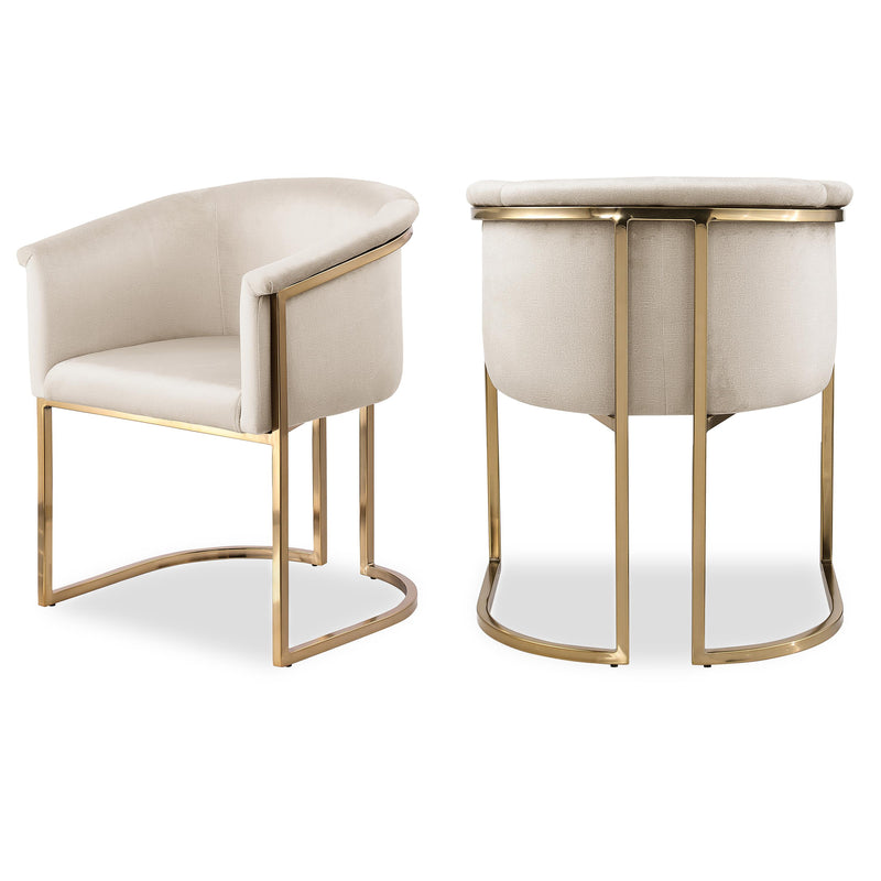 Meridian Tierra Cream Velvet Dining Chair IMAGE 1