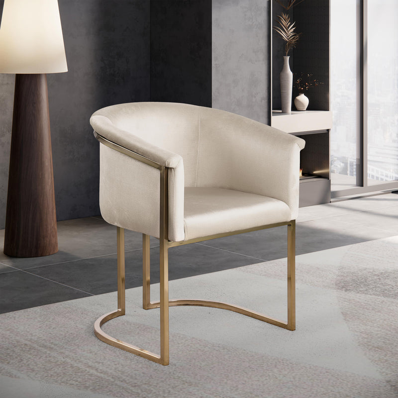 Meridian Tierra Cream Velvet Dining Chair IMAGE 2