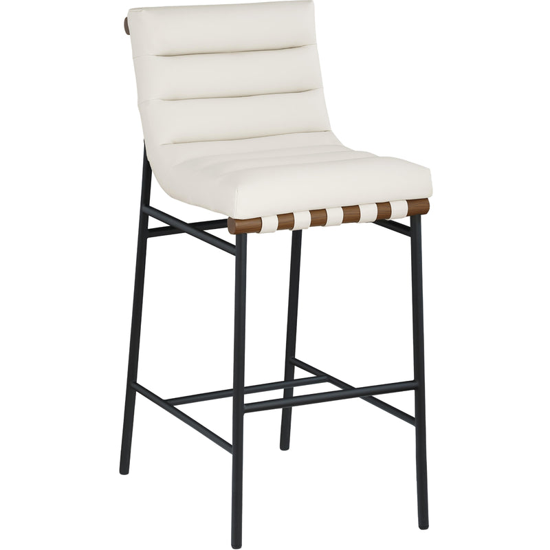 Meridian Burke Cream Vegan Leather Bar Stool IMAGE 4