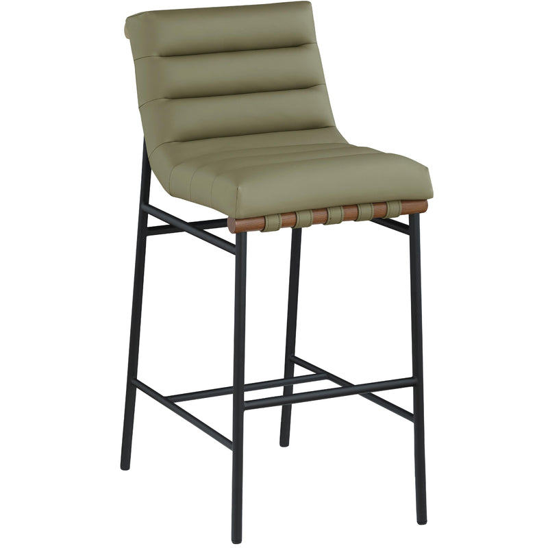 Meridian Burke Olive Green Vegan Leather Bar Stool IMAGE 4