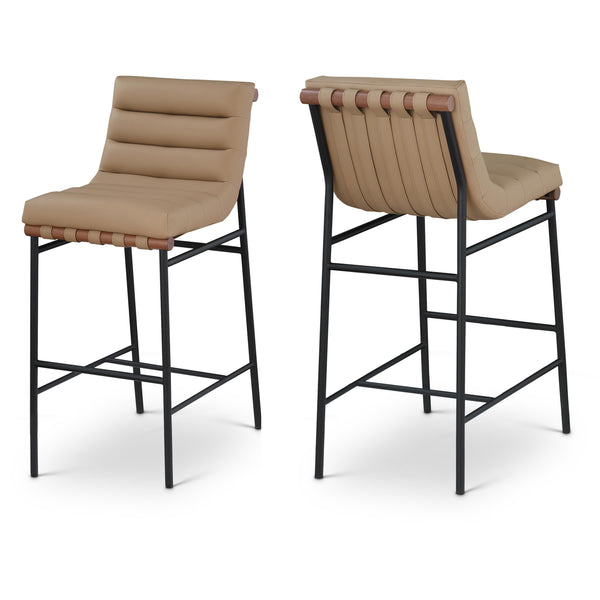 Meridian Burke Tan Vegan Leather Bar Stool IMAGE 1