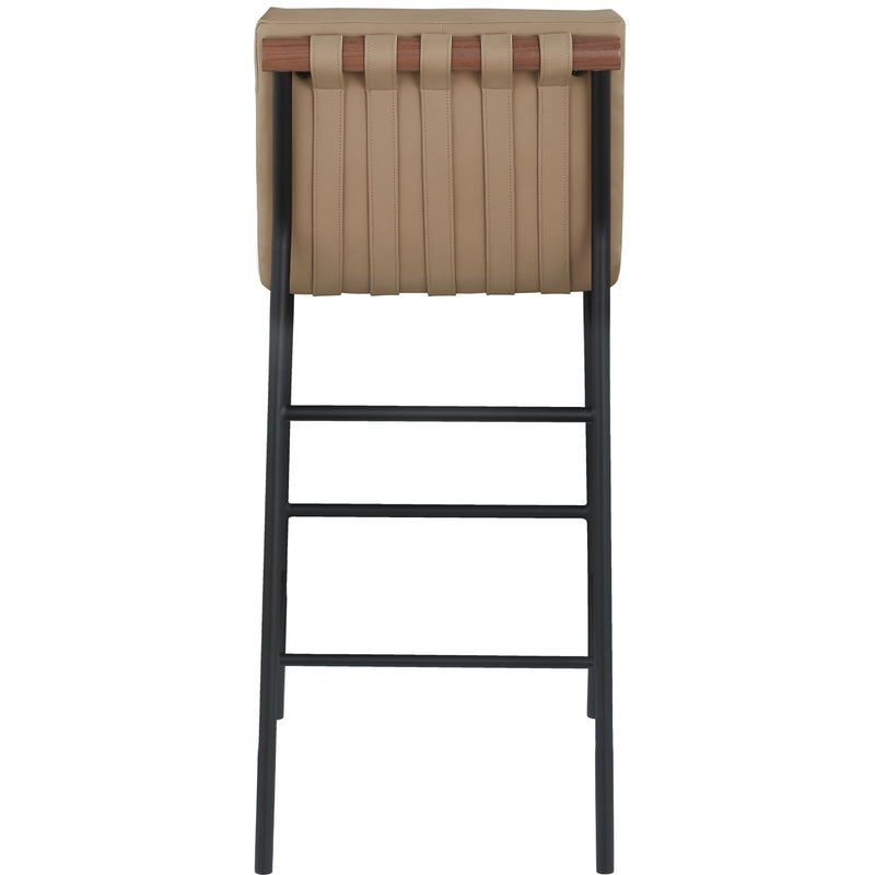 Meridian Burke Tan Vegan Leather Bar Stool IMAGE 3