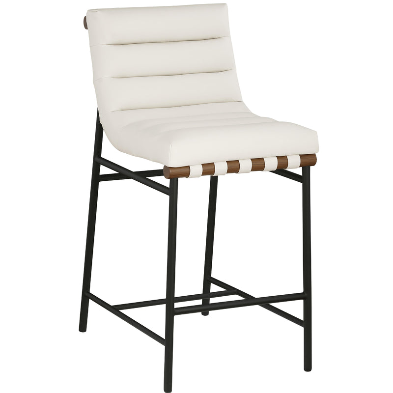 Meridian Burke Cream Vegan Leather Counter Stool IMAGE 4