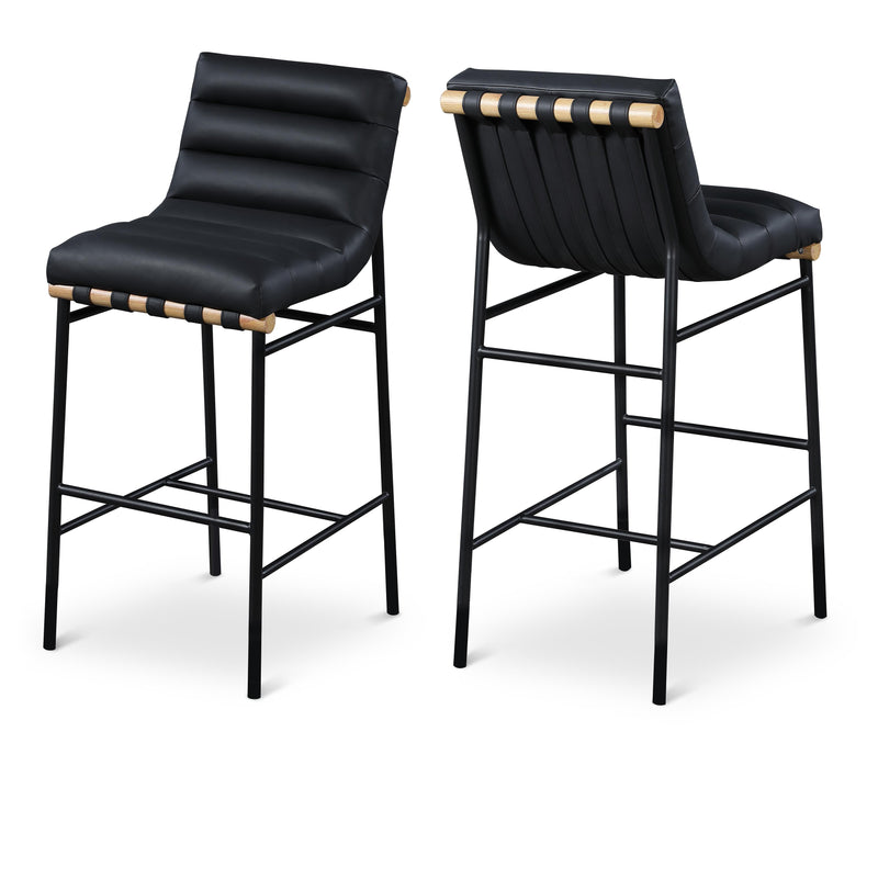 Meridian Burke Black Vegan Leather Bar Stool IMAGE 1